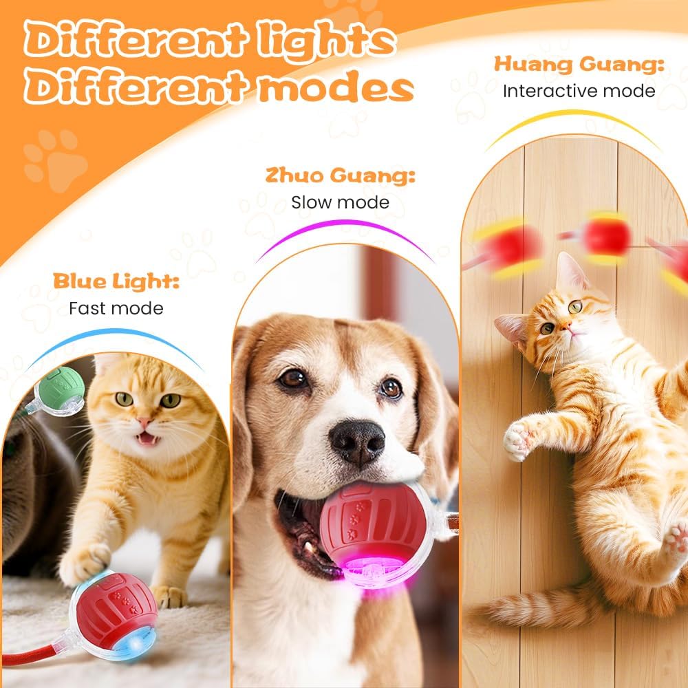2026 New Interactive Pet Toy Ball, Smart Interactive Toy Ball for Cats & Dogs, Electric Rolling Pet Toy Ball, Rechargeable Interactive Cat Toys for Bored Indoor Cats Kittens to Keep Busy (Green)