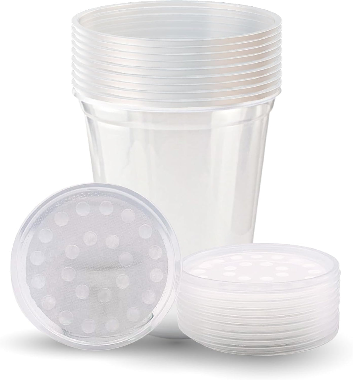 Snout and Shell Deli Cups with Fabric Vented Lids, 10 Pack - Secure Fruit Fly & Insect Cultures, Prevent Escapes & Contaminants, Easy Fruit Fly Media Preparation, Hot Liquid Safe
