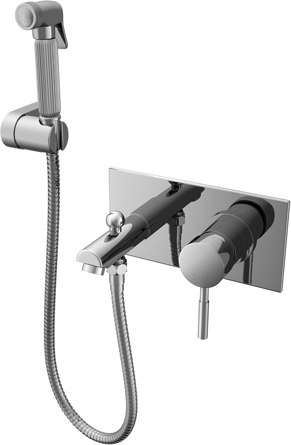 Laurel Mountain Odie 36" x 27" x 36" AcrylX Alcove Center Drain One-Piece Pet Shower in White with Hand-Held Sprayer in Chrome
