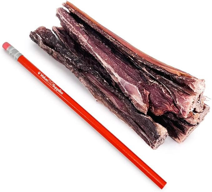 ValueBull Beef Jerky Gullet Sticks, Premium Dog Chews, 6 Inch, 50 Count - Natural Collagen, Glucosamine & Chondroitin for Joint Health, Single-Ingredient Beef Esophagus
