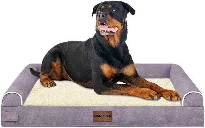 Large Dog Bed Orthopedic Washable: Beds Bolster XXL Bed Big XLarge Dogs Egg Crate Foam Sofa Couch Waterproof Removable Cover - Purple