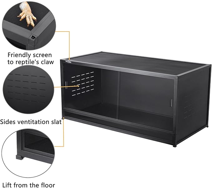 Stackable Space Efficient Reptile Enclosure 44"x20"x20", Reptile Tank 4 Packs for Bearded Dragon and Ball Python, Expandable Snake Terrarium with Front Opening, Combination Lock