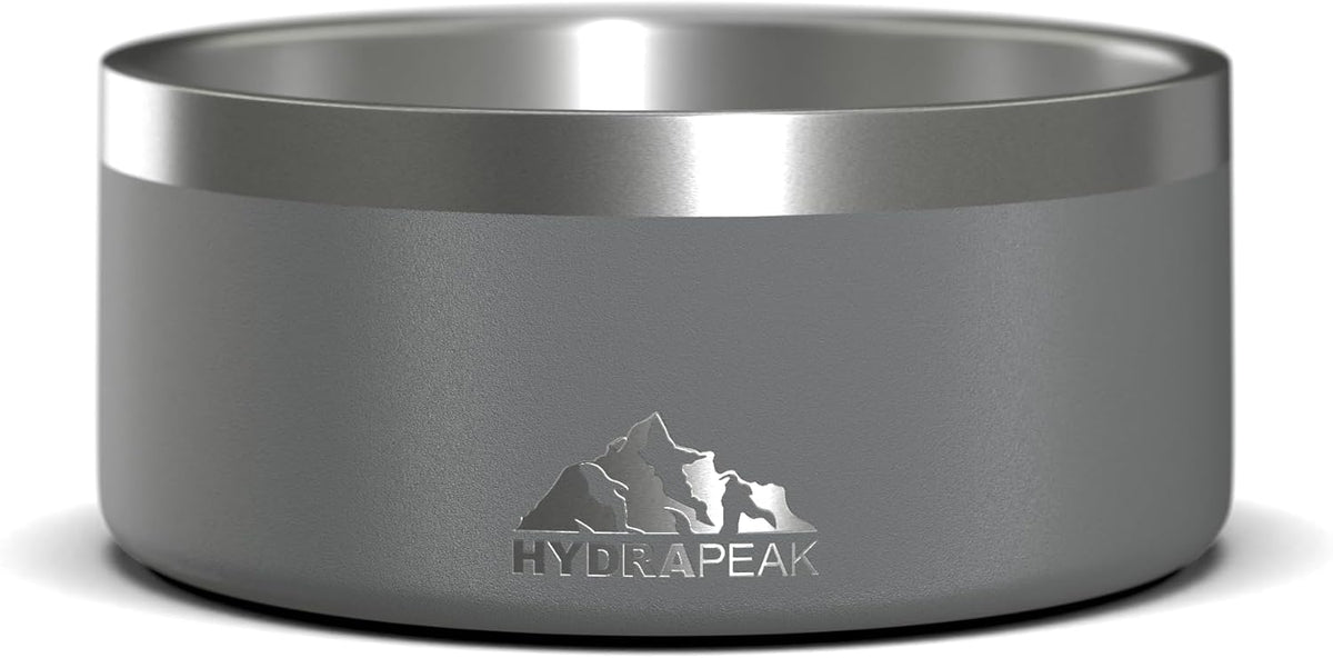 Hydrapeak Dog Bowl; Non Slip Stainless Steel; Water and Food Dish; Large Sized and Small Dogs; 32oz 64oz; Multiple Sizes; 4 Cup | Graphite