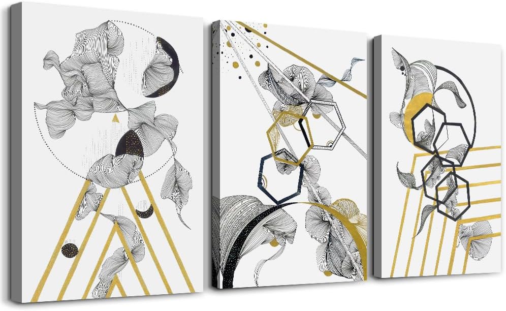Canvas Wall Art For Living Room Large Size Modern Abstract Painting Bedroom Decoration Office Wall Decor Black And White Abstract pictures 3 Piece Framed Inspirational Posters Artworks Home Decor