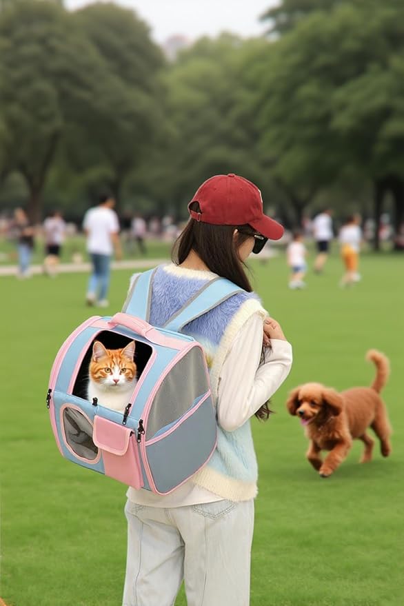 Cat Dog Carrier Backpacks,Pet Backpack Carrier, Bubble Backpack Pet Carriers with Breathable Mesh for Cats Small Dogs Puppies Animals for Travel, Hiking, Camping or Outdoor Use (Pink)