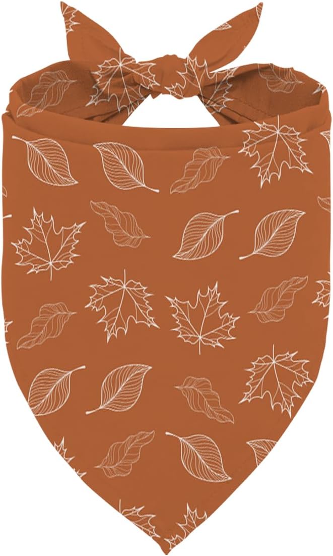Fall Dog Bandanas Orange Autumn Leaves Print Pet Scarf for Boy and Girl Holiday Bandana for Medium and Small Dogs Fancy Thanksgiving Gifts for Dogs