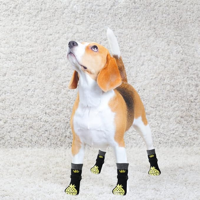 BEAUTYZOO Anti-Slip Dog Socks,Dog Shoes for Hot/Cold Pavement,Paw Protectors with Grips 3 Pairs for Puppy Small Medium Large Senior Old Dogs,Dog Socks to Prevent Licking and Hardwood Floor Protection