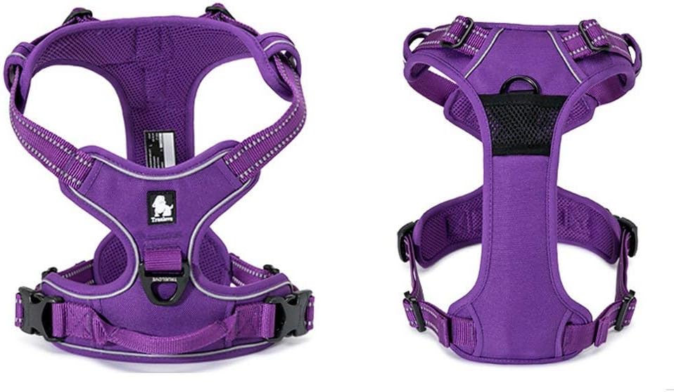TRUE LOVE Adjustable No-Pull Dog Harness Reflective Pup Vest Harnesses Comfortable Control Brilliant Colors Truelove TLH5651(Purple,L)