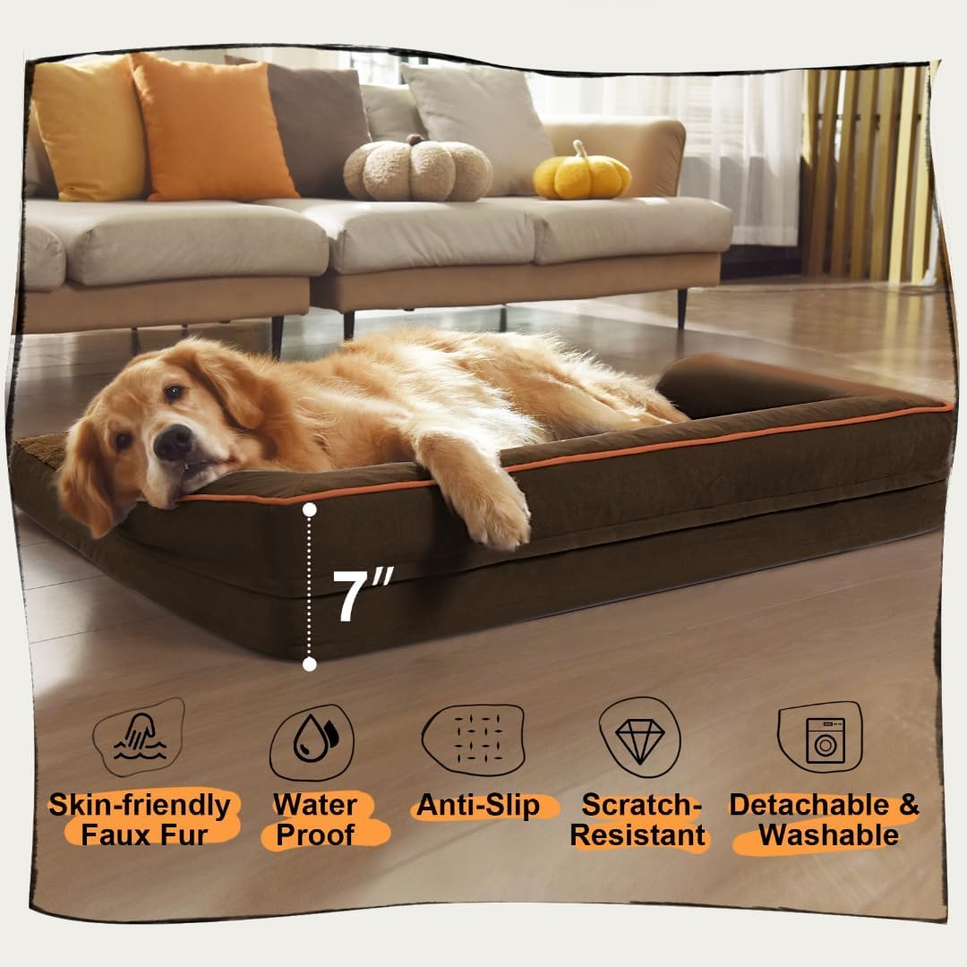 Small Dog Bed Orthopedic Washable Cat Bed Memory Foam Couch Sofa Comfy Pet Beds with Waterproof Removable Cover & Non-Slip Bottom
