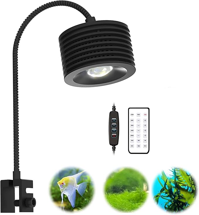 Lominie Full Spectrum Aquarium Light, 4 Channels Remote Control，Adjustable Gooseneck Freshwater Super Bright Fish Tank Light for Planted Nano Freshwater Aquarium Tank (A20 16W