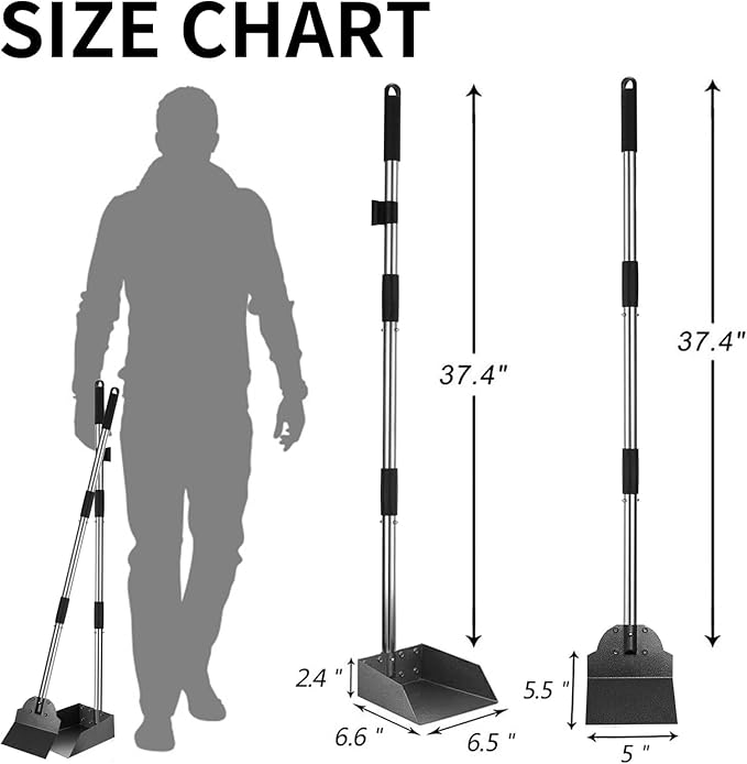 SCENEREAL Dog Pooper Scooper for Yard - Tray & Spade Set, Long Handle Metal Detachable Poop Scooper for Large Medium Small Dogs, Pet Waste Removal Scoop with No Bending for Outdoor Grass, Dirt Gravel