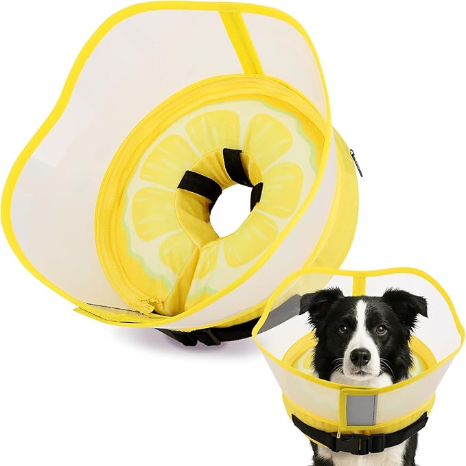 Soft Dog Cone Collar, Inflatable Donut Cones Alternative After Surgery with Anti-Lick Shield, for Large/Medium/Small Dogs to Stop Licking, Elizabethan Neck Ecollars of Shame, Comfy Pillow E Recovery