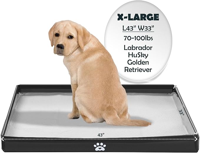 MEEXPAWS Dog Pee Pad Holder Foldable, Puppy Pad Holder Liner Base High Side, Dog Litter Box Indoor 44’’x33’’, Training Leak-Proof Easy Clean