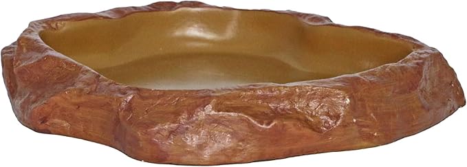Rock Water/Food Dish for Reptiles – Amphibians and Other Little Critters Water/Food Bowl, Made from Premium Non-Toxic Resin – Large Size