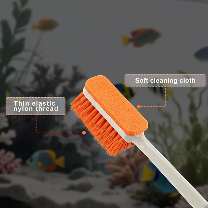 Small Fish Tank Cleaner Brush, Algae Scraper for Aquarium, Glass Aquarium Cleaning Tool, Fish Tank Cleaner Adapted for Glass and Acrylic Aquariums (Longer)