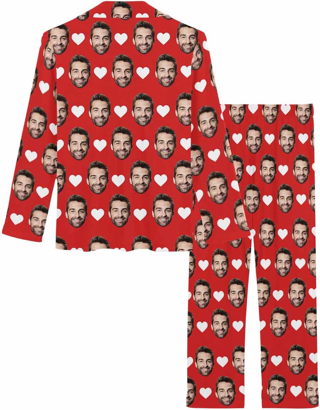 MyPupSocks Custom Face Pajamas for Women Set, Personalized Photo Long Sleepwear XS-XXL
