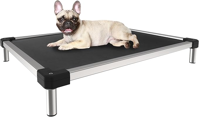 FXW TitanNest Chew-Proof Elevated Dog Bed, Raised Cot for Indoor/Outdoor/Camping Use, Durable & Waterproof Cooling Pet Bed for Extra-Small Dogs, 30.0" L x 22.0" W x 4.5" H, Black