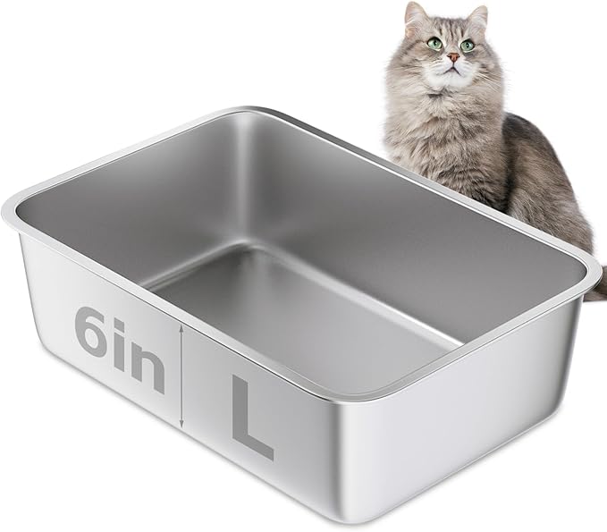 Stainless Steel Litter Box-Metal Litter Box Large for Cats Easy to Clean,Large Metal Cats Box Litter, Litter Boxes for Cat/Kitty/Rabbits,Non Stick, No Smell