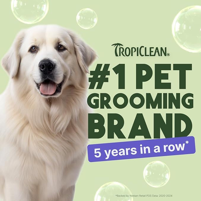 TropiClean Whitening Dog Shampoo, Whitening & Brightening, For All Coat & Color Types, Puppy Safe, Made in the USA, Cat Friendly, 20oz.