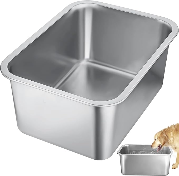 4 Gallons Extra Large Dog Bowls - High Capacity Food Grade Stainless Steel Dog Water and Food Bowl No Spilling, Durable for X-Large Multiple Large Breed Dogs Indoor Outdoor