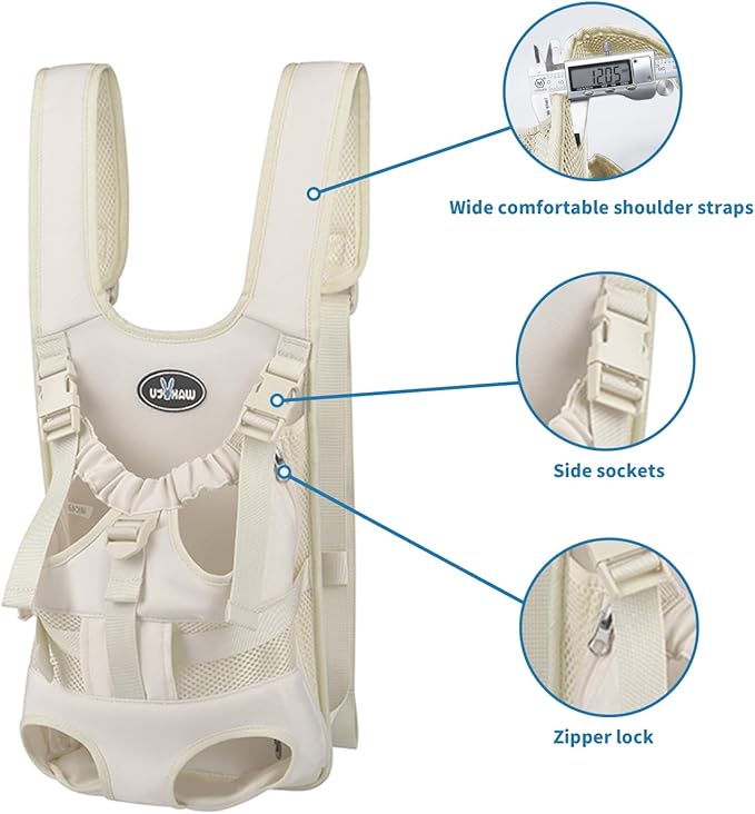 Dog Front Carrier Backpacks for Small Dogs, Legs Out Pet Carrier Sling Backpack with Adjustable Padded Ventilated Shoulder Straps, Easy-Fit for Traveling Hiking Camping