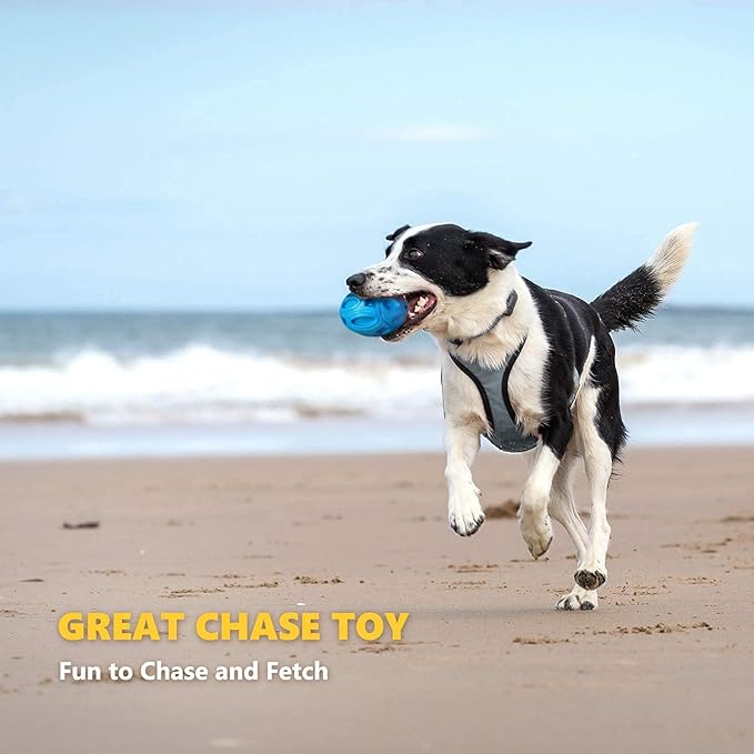 EASTBLUE Squeaky Dog Toys for Aggressive Chewers: Rubber Puppy Chew Ball with Squeaker, Almost Indestructible and Durable Pet Toy for Medium and Large Breed