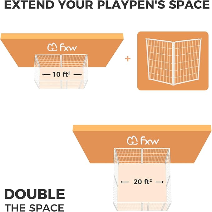 FXW Homeplus Unleashed Indoor Dog Playpen - Stress-Free and Safe Play, Heavy Duty 45 Inch 2 Panels Dog Pen for Large Dogs, White│Patented