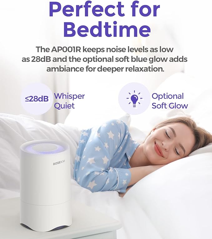 Small Air Purifier for Home Bedroom, Personal Desk Mini Air Purifier, Room Hepa Air Purifier Fresheners Cleaner for Dorm, Pets, Smoke, Desktop, Office (White)