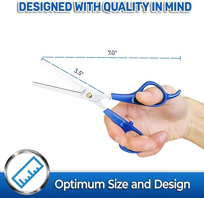 PET MAGASIN Dog Grooming Scissors Straight Thinning Blue Stainless Steel Professional Grooming Shears for Dogs and Pets