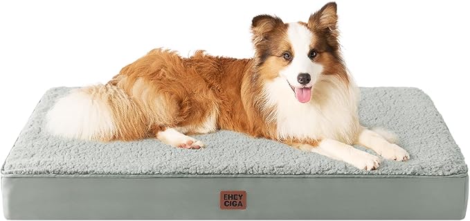EHEYCIGA Washable Dog Beds for Extra Large Dogs, XL Dog Bed with Removable Cover for Crate, Orthopedic Foam Pet Bed Dog Mat Mattress Cushions for Extra Large Dogs, Greyish Green(41 x 27)