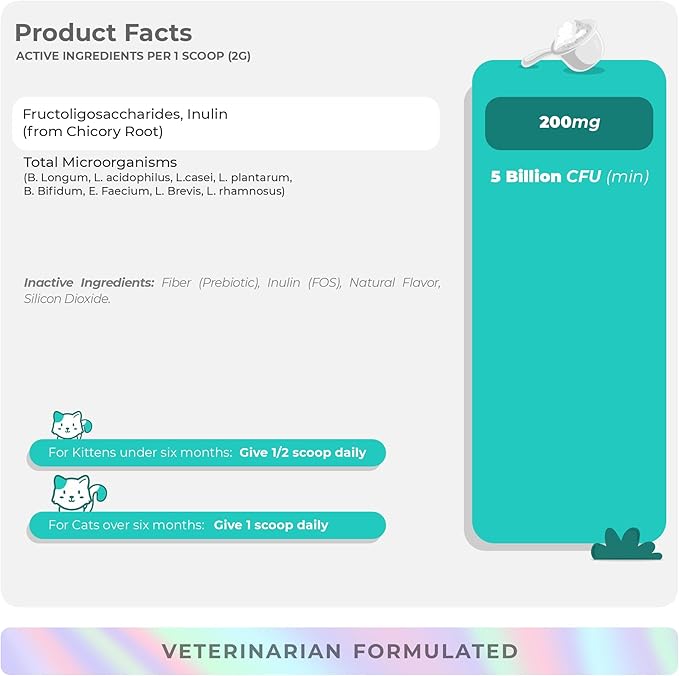 Probiotics for Cats – 4.23oz/120g Powder - Cat Probiotics and Digestive Enzymes, Probiotics Powder, Promotes Healthy Stomach and Digestion