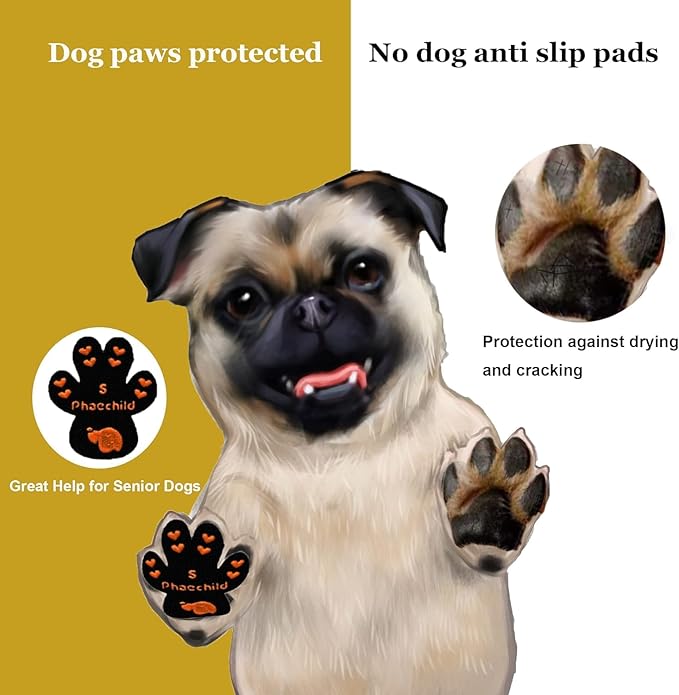 Dog Paw Pads Anti-Slip Grips,Dog Paw Protectors for Senior Dogs on Hot Pavement,Provides Traction to Keep Them from Slipping on Smooth Floors 12 sets-48 Pads Black XXXL
