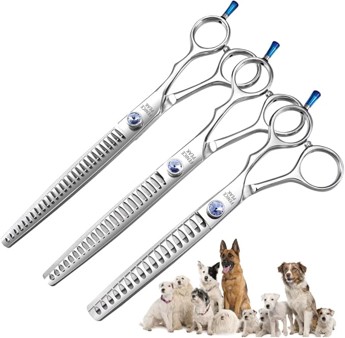 Fenice Professional 7/7.5/8 Pet Grooming Scissors Thinning Cutting Shears for Dog s/Cats Thinning Rate:70-80% (7.5 inch)
