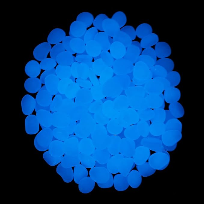 Oubest Fish Tank Rocks Glow Blue/Glow in The Dark Pebbles for Garden/Fish Tank/Aquarium/Plant Pots/Bonsai Walkway/Driveway 200pcs