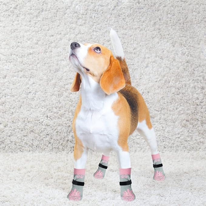 BEAUTYZOO Anti-Slip Dog Socks,Dog Shoes for Hot/Cold Pavement,Paw Protectors with Grips 3 Pairs for Puppy Small Medium Large Senior Old Dogs,Dog Socks to Prevent Licking and Hardwood Floor Protection