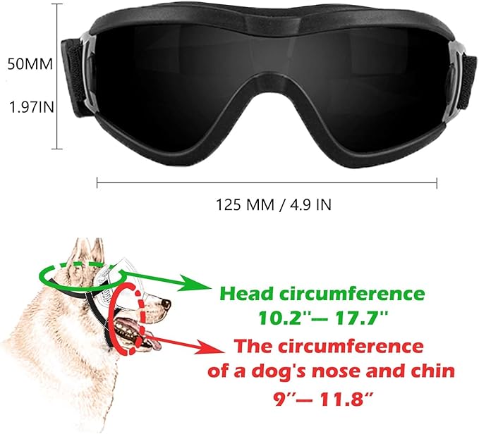 Medium Dog Sunglasses with Adjustable Strap UV Protection, Winproof Puppy Sunglasses, Suitable for Dogs Eyes Protection，Soft Dog Goggles