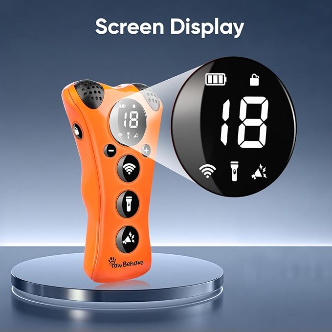 Adjustable Ultrasonic Dog Trainer – World's First Variable Frequency Pet Behavior Corrector with 10 Level Ultra Sound, 18 Dog Whistles, Anti-Bark Flashlight, Humane Dog Deterrent (Orange)