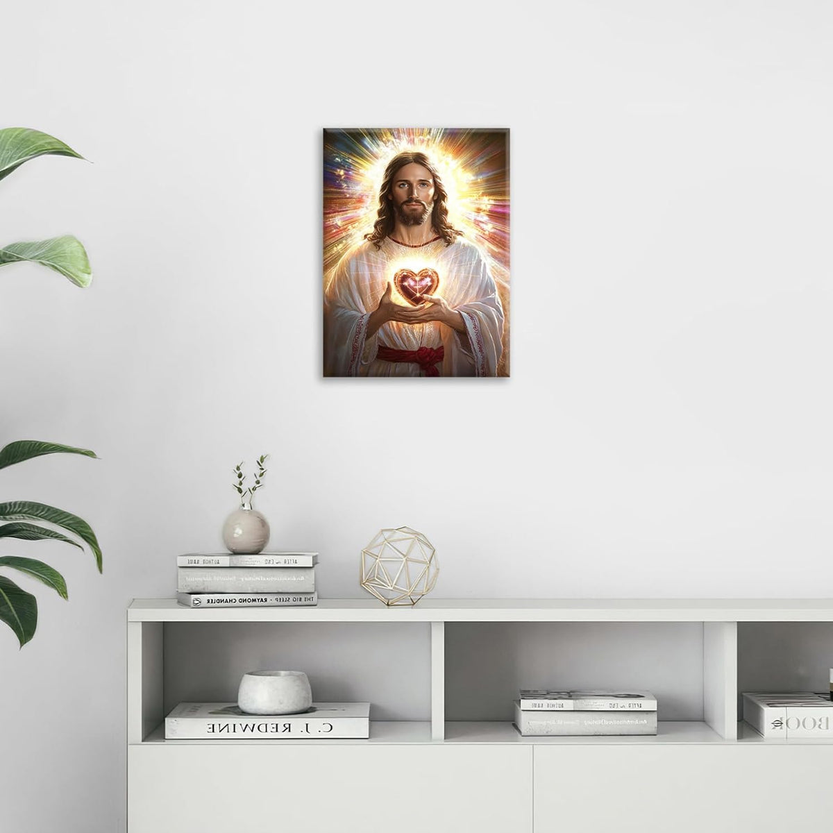 Christian Jesus Wall Art Religion Canvas Wall Decor Prints Framed Painting Jesus Pictures Gifts Artwork for Bathroom Living Dining Church 16"x20"