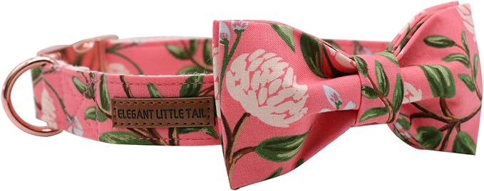 Elegant little tail Dog Collar with Bow, Cotton & Webbing, Bowtie Dog Collar, Adjustable Dog Collars for Small Medium Large Dogs and Cats
