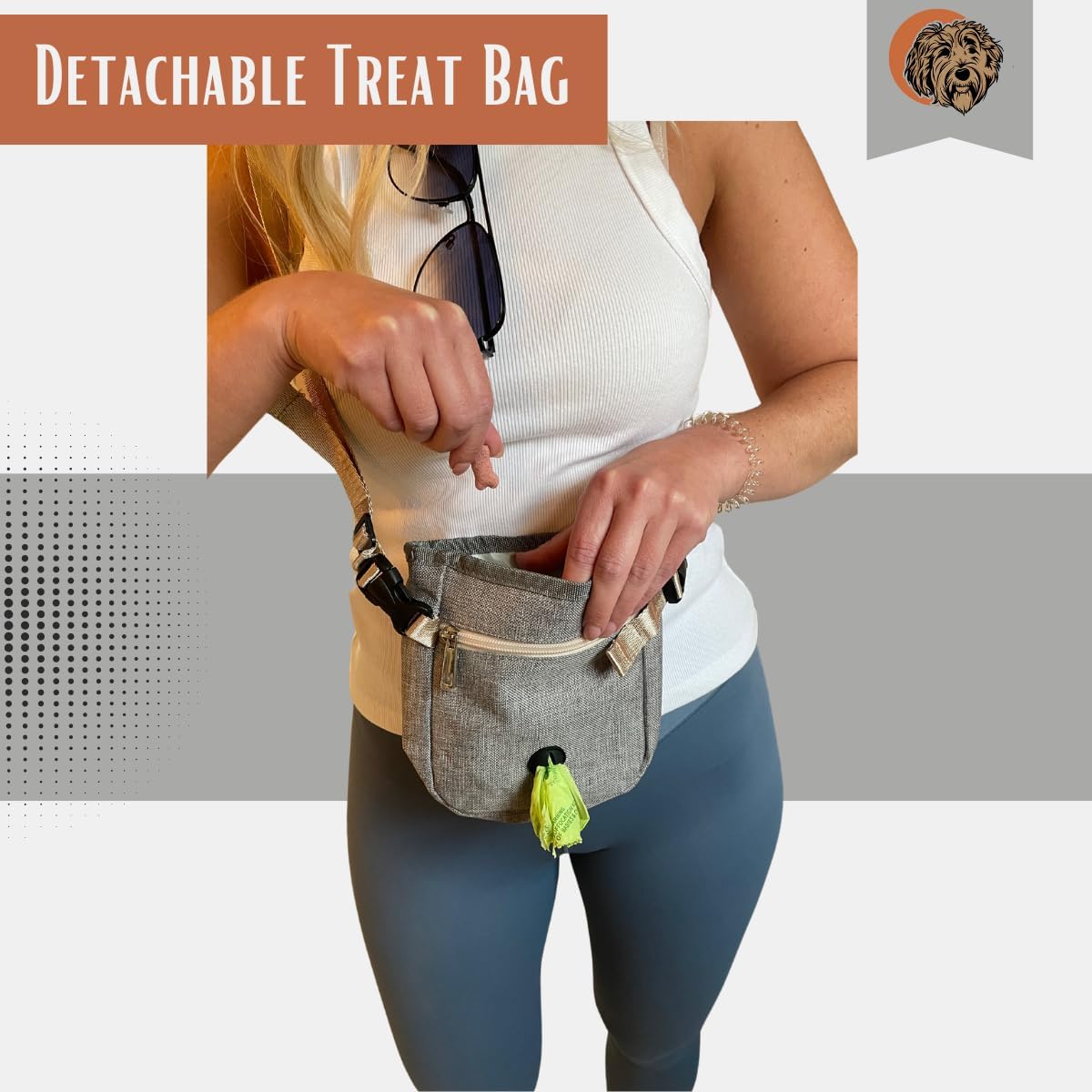 Tito's Closet Dog Travel Bag Includes Dog Travel Accessories 2-Pack Dog Travel Bowl, 2 Dog Food Containers, Dog Treat Bag (Gray), DB2024