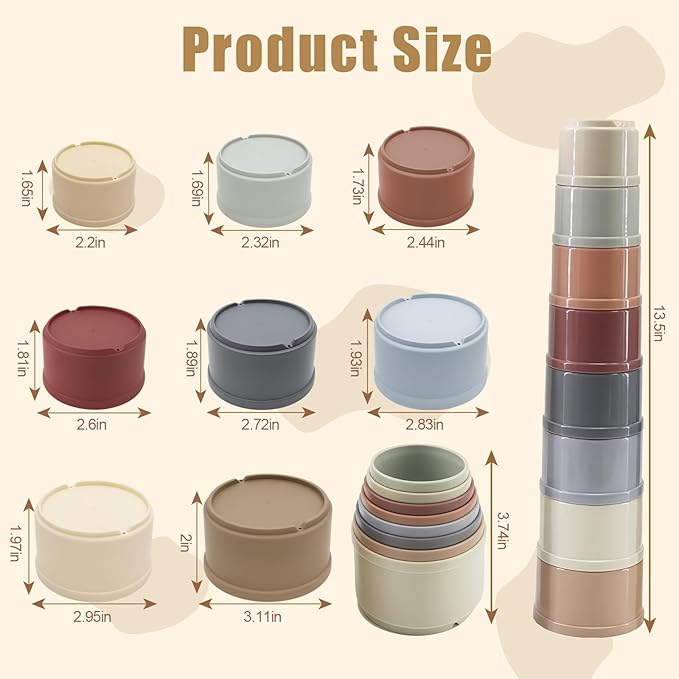 8 Pcs Stacking Cups for Rabbits,Nesting Rabbit Toys of Different Sizes,Bunny Stacking Cups for Hiding Food and Playing,Guinea Pig Stacking Cups (Pastel)