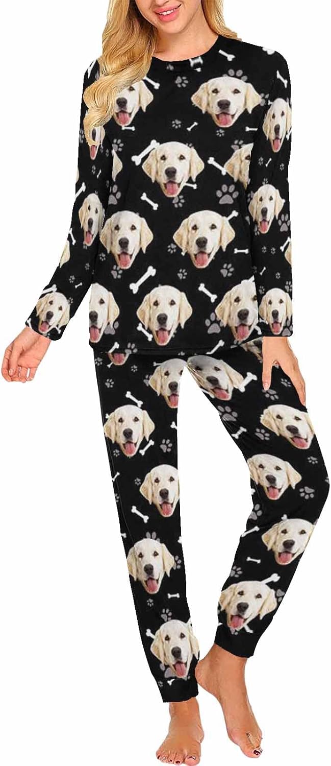 MyPupSocks Custom Face Pajamas Sets for Women, Personalized Photo Sleepwear XS-XXL