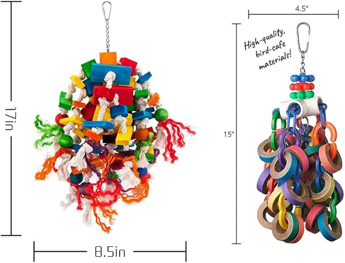 Rypet Bird Chewing Toy - Parrot Cage Bite Toys Wooden Block Bird Parrot Toys for Small and Medium Parrots and Birds