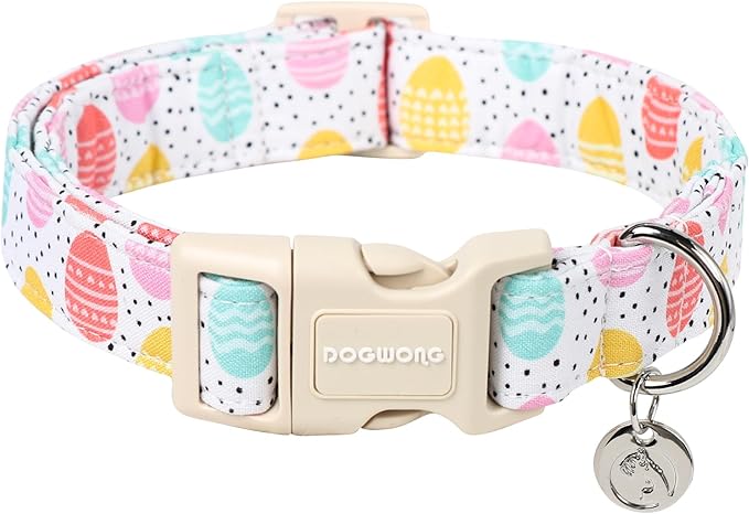 DOGWONG Easter Dog Collar, Colorful Egg Dog Collar Soft Durable Adjustable Costume Cute Easter Puppy Collar for Small Medium Large Dog