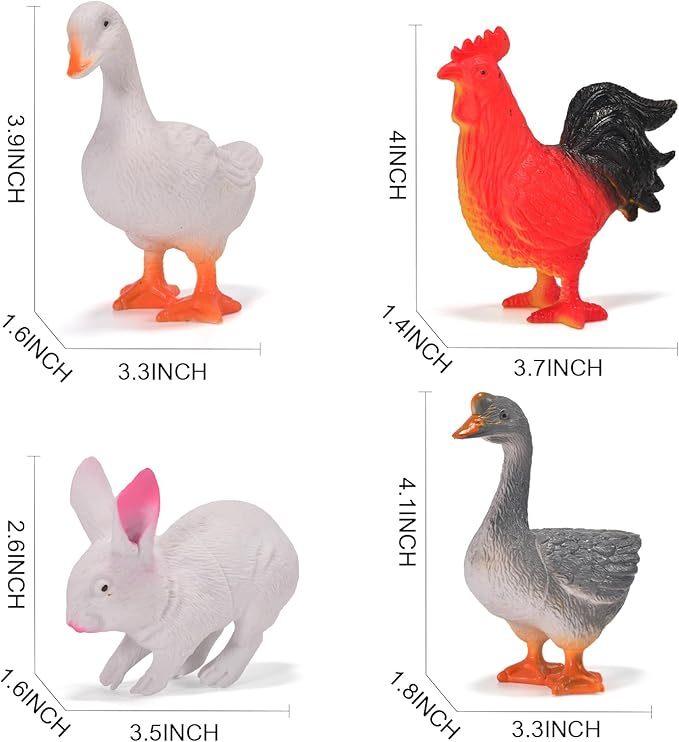12 Pack Large Farm Animals Toys for Kids 3-5 Year Old Toddlers 1-3 Realistic Plastic Farm Animal Figures Playset Animal Poultry for Learning