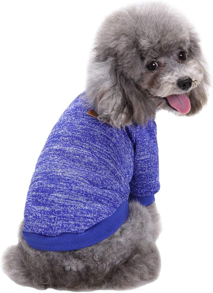 Jecikelon Dog Clothes Dogs Sweater Soft Puppies Clothing Winter Puppy Sweaters Warm Outfit for Dogs Small XXS XS Cat Apparel (X-Small, Dark Blue)