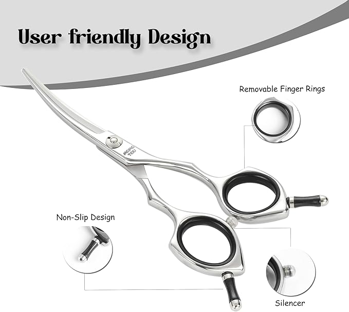 Dog Grooming Scissors 5'' Small Curved Pet Shears Super Light Professional 440C Stainless Steel Pet Shears for Trimming Face and Paws Nose Ear Easy Use.