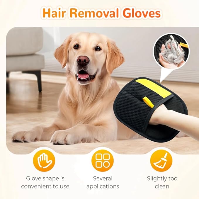 2025 Upgrade Pet Hair Remover Electrostatic Gloves, Reusable Pet Hair Removal Glove for Cats & Dogs, Premium Cat & Dog Hair Remover Mitt for Couch Furniture Carpet Car Seat (3)
