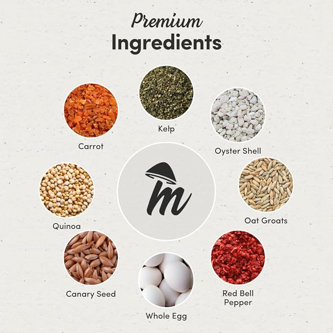 Mycelium Pet Bird Cuisine Bird Food (5 LB Bag) | Organic Parakeet Food, Cockatiel & Lovebird Seed Mix | High Protein, Vitamins & Minerals with Fruits & Vegetables | Non-GMO, USA Made