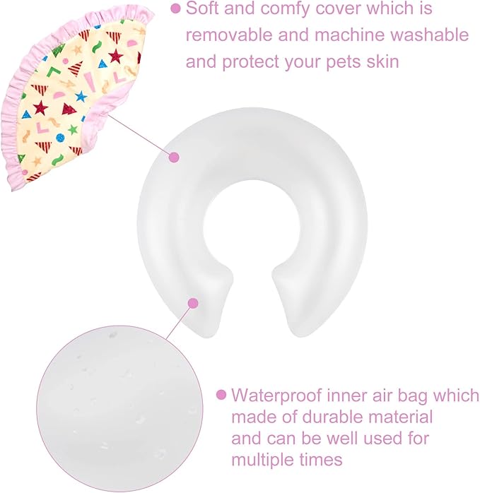 CuteBone Inflatable Dog Donut Collar Alternative for Large Dogs After Surgery-Double Adjustable Neck Range P23SO00104L